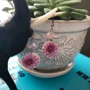 Pink flower earrings